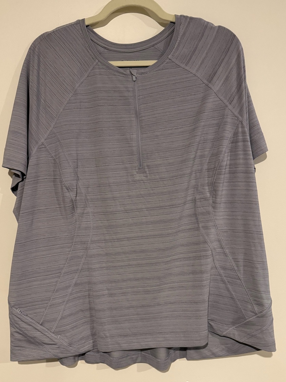 Athleta Lavender-Gray Half-Zip Short Sleeve Performance Tee